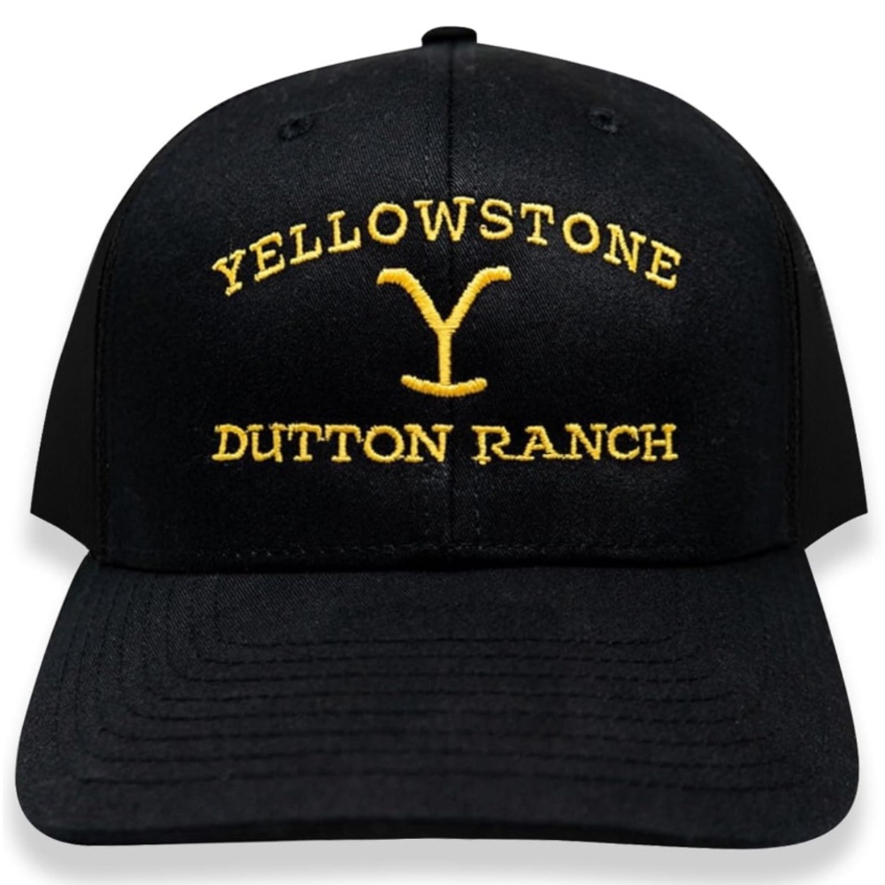 💕 Yellowstone Dutton Ranch Blk/Yellow Logo Adjustable Baseball Style Hat New